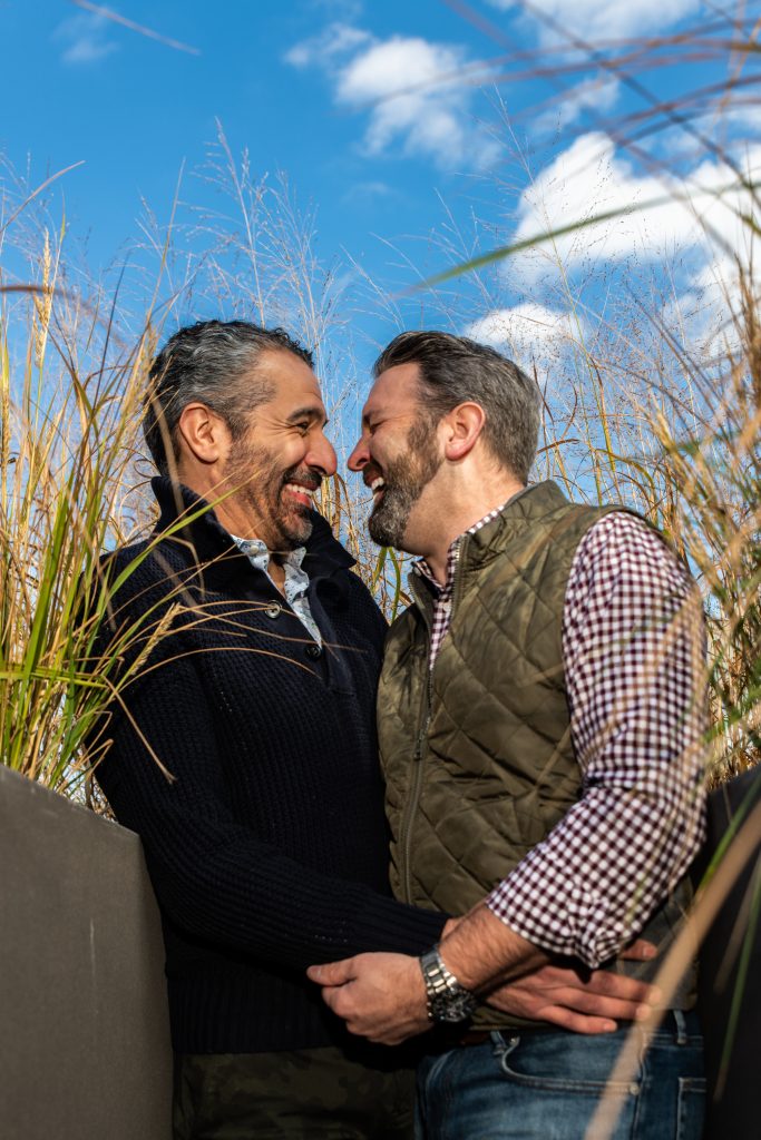 lgbtq couple laughing in downtown nyc
