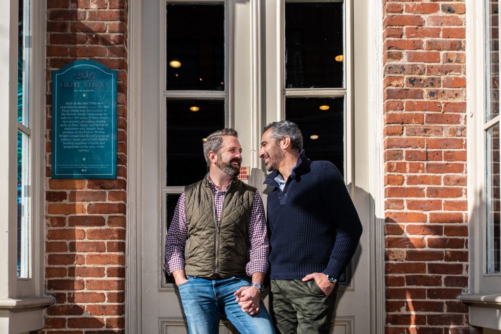 lgbtq couple in downtown nyc piers