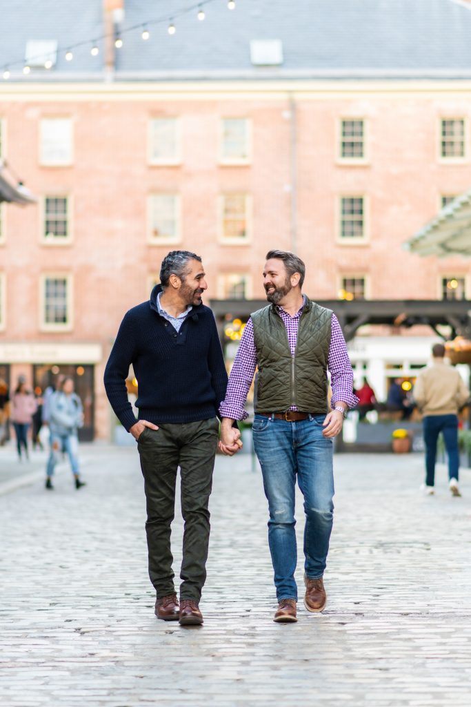 lgbtq couple waling downtown nyc