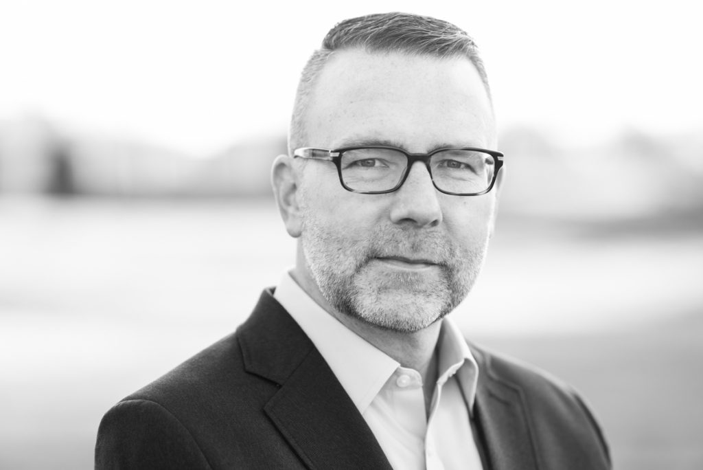 black and white headshot