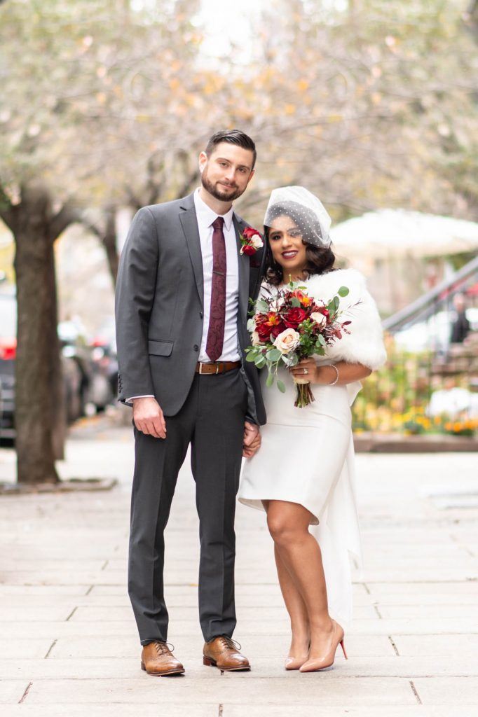 bride and groom in jersey city